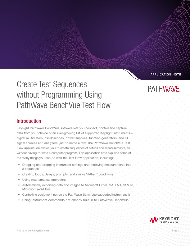 Create Test Sequences without Programming Using BenchVue Test Flow PDF